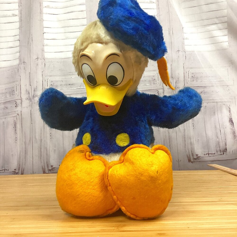 Vintage Disney Donald Duck Rubber Face Plush 50s